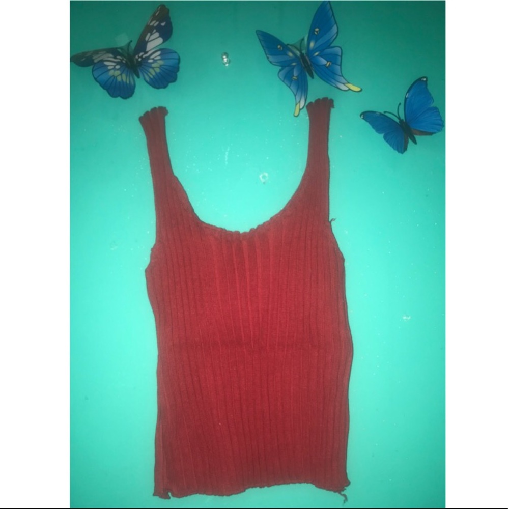Maroon ribbed tank top - Picture 2 of 6